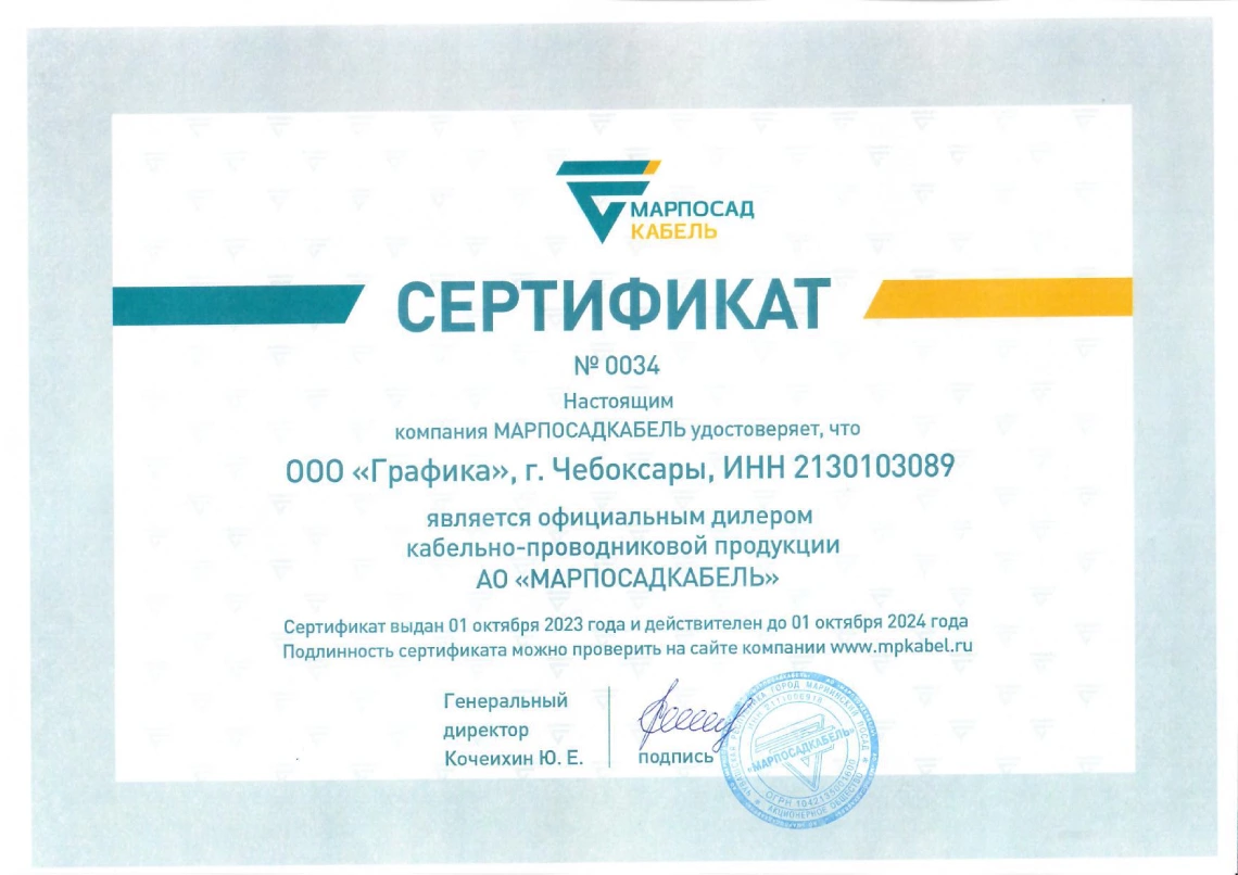 Марпосадкабель Графика сертификат